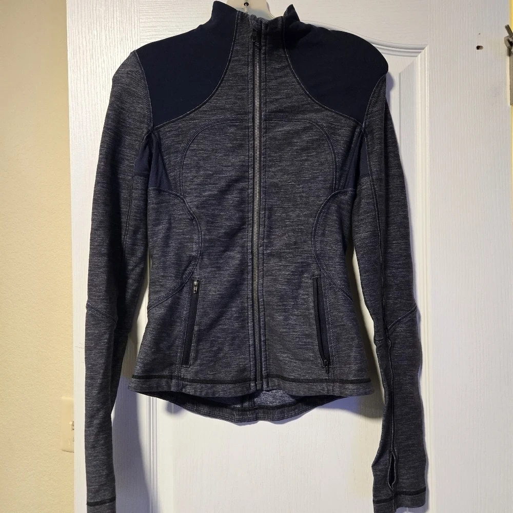 LULULEMON Size 4 Forme Slub Denim Inkwell Blue Full Zip Luon Athletic Jacket
